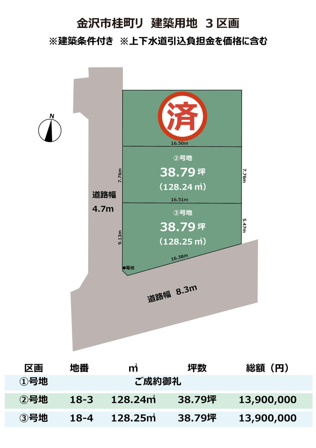 石川県金沢市桂町リ3区画　建築条件付き